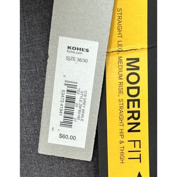 APT. 9 Mens Dress Pants 36 x 30 Modern Fit Straight Leg Grey Whale Flat Front - Picture 2 of 4